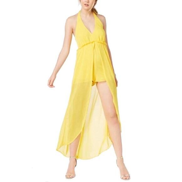 Material Girl Dresses & Skirts - Material Girl Juniors Halter Romper With Sheer Overlay Maxi Skirt Size M